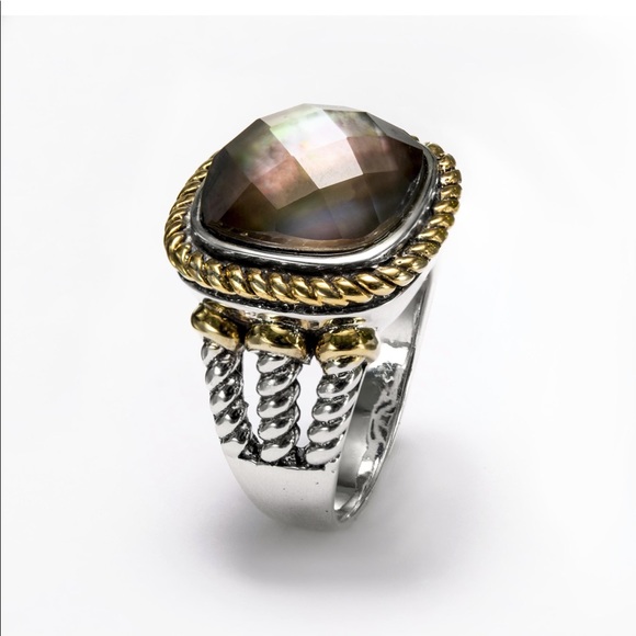 Genuine Grey Mother of Pearl & Clear Quartz .925 - Picture 1 of 10